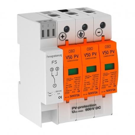 Fotoelektriskais kombinētais novadītājs V50, 600 V, DC ar tālvadības signalizāciju 3 | IP20